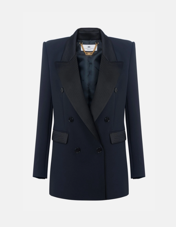JACKET IN DOUBLE LAYER CREPE AND SATIN FABRICS