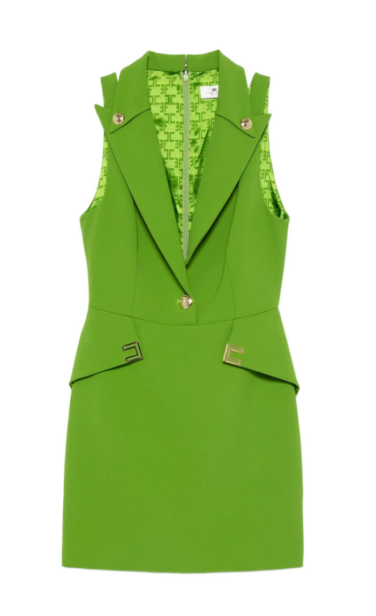 DOUBLE-LAYER STRETCH CREPE MINI DRESS