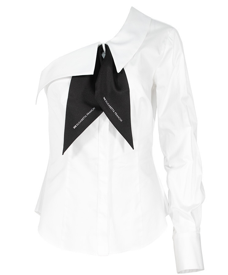 ONE-SHOULDER SHIRT WITH SCARF