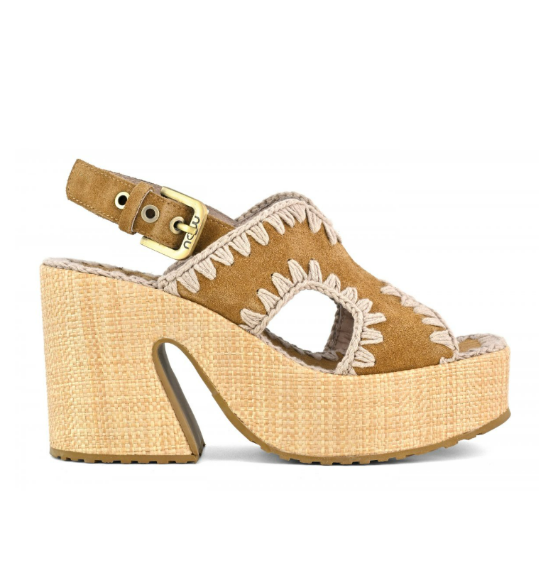 RAFFIA PLATFORM WITH BACK STRA<BR/>