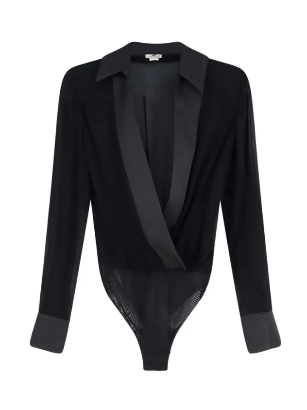 WRAP-STYLE LONG-SLEEVED BODYSUIT 