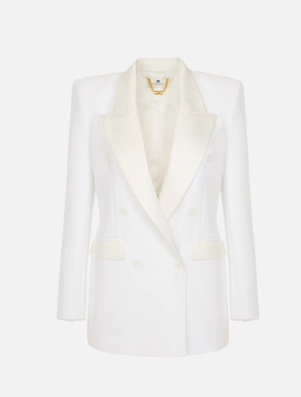 JACKET IN DOUBLE LAYER CREPE AND SATIN FABRICS 