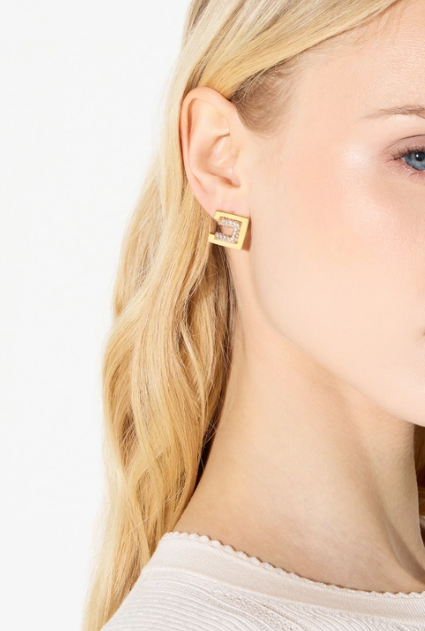 ORECCHINI LOGO CON STRASS 