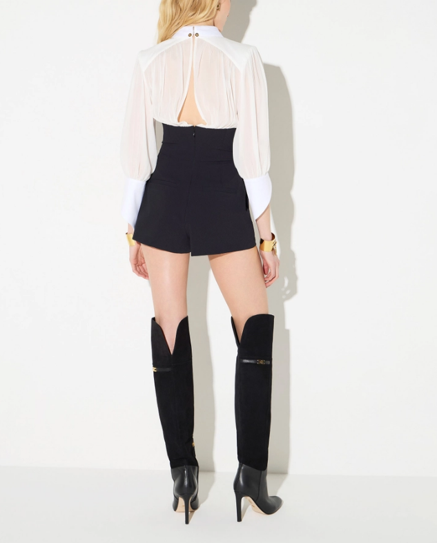 GEORGETTE AND TECHNICAL FABRIC JUMPSUIT 