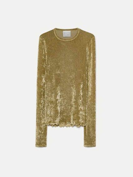 FLOCKED STRETCH TULLE CREW NECK<BR/> 