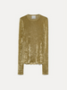 FLOCKED STRETCH TULLE CREW NECK