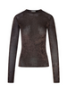 FLOCKED STRETCH TULLE CREW NECK
