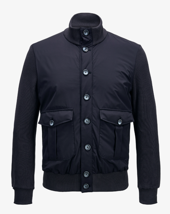 BUTTON-FASTENING PADDED JACKET<BR/> 