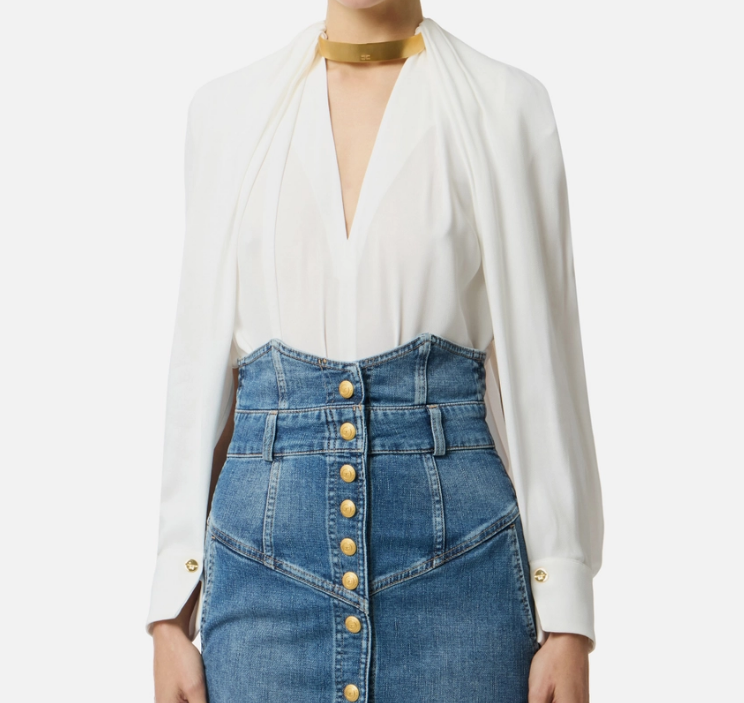 GEORGETTE BLOUSE WITH JEWEL DETAIL 