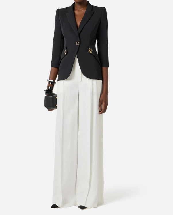 JACKET IN DOUBLE LAYER STRETCH CREPE 