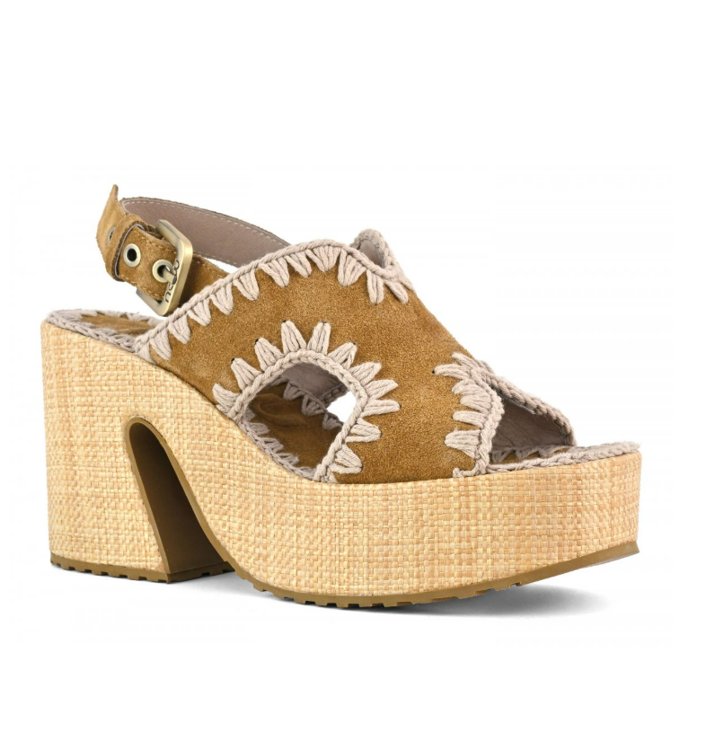 RAFFIA PLATFORM WITH BACK STRA<BR/> 