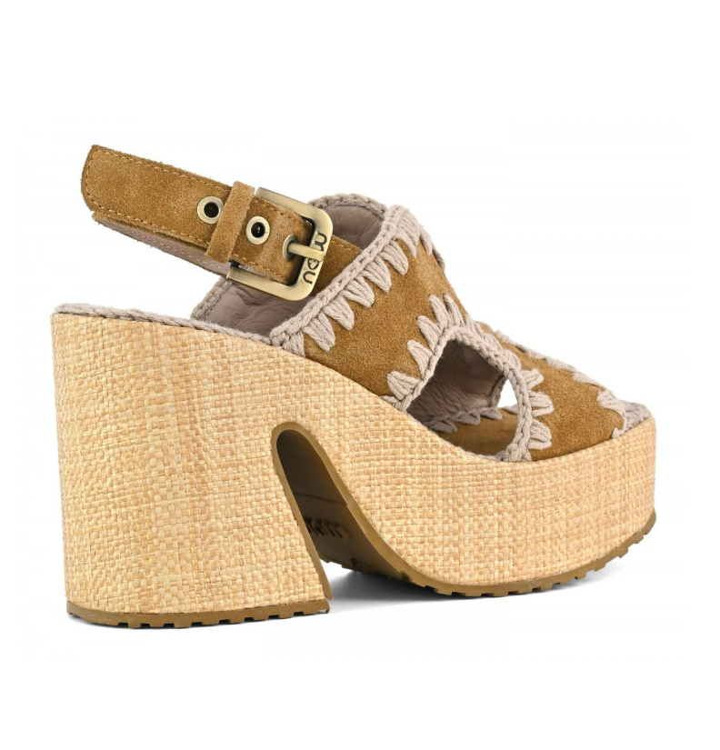 RAFFIA PLATFORM WITH BACK STRA<BR/> 