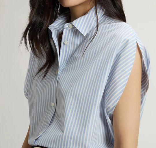 STRIPED COTTON POPLIN BLOUSE 