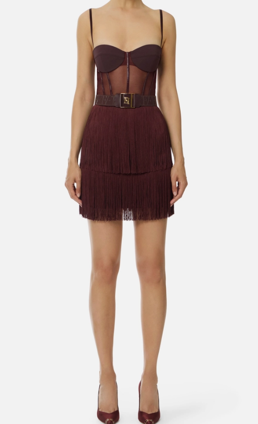 MINI ABITO IN TULLE E FRANGE ELISABETTA FRANCHI AB82556E2 EA4