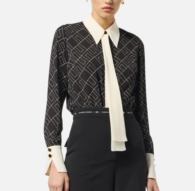 CAMICIA CON STAMPA BI-COLOR ELISABETTA FRANCHI CA10456E2 EF3 Nero