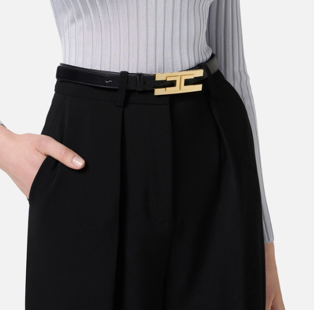 DOUBLE LOGO BELT ELISABETTA FRANCHI CT72S57E2 110 Nero Giglio Luxury