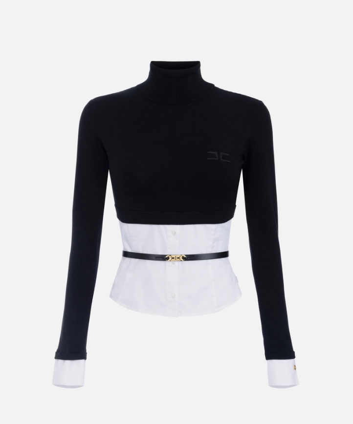 MAGLIA CON FONDO EFFETTO CAMICIA