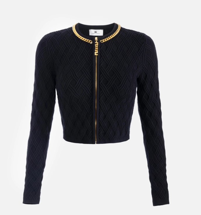 CARDIGAN WITH JEWEL DETAIL ELISABETTA FRANCHI MK29B56E2 110 Nero