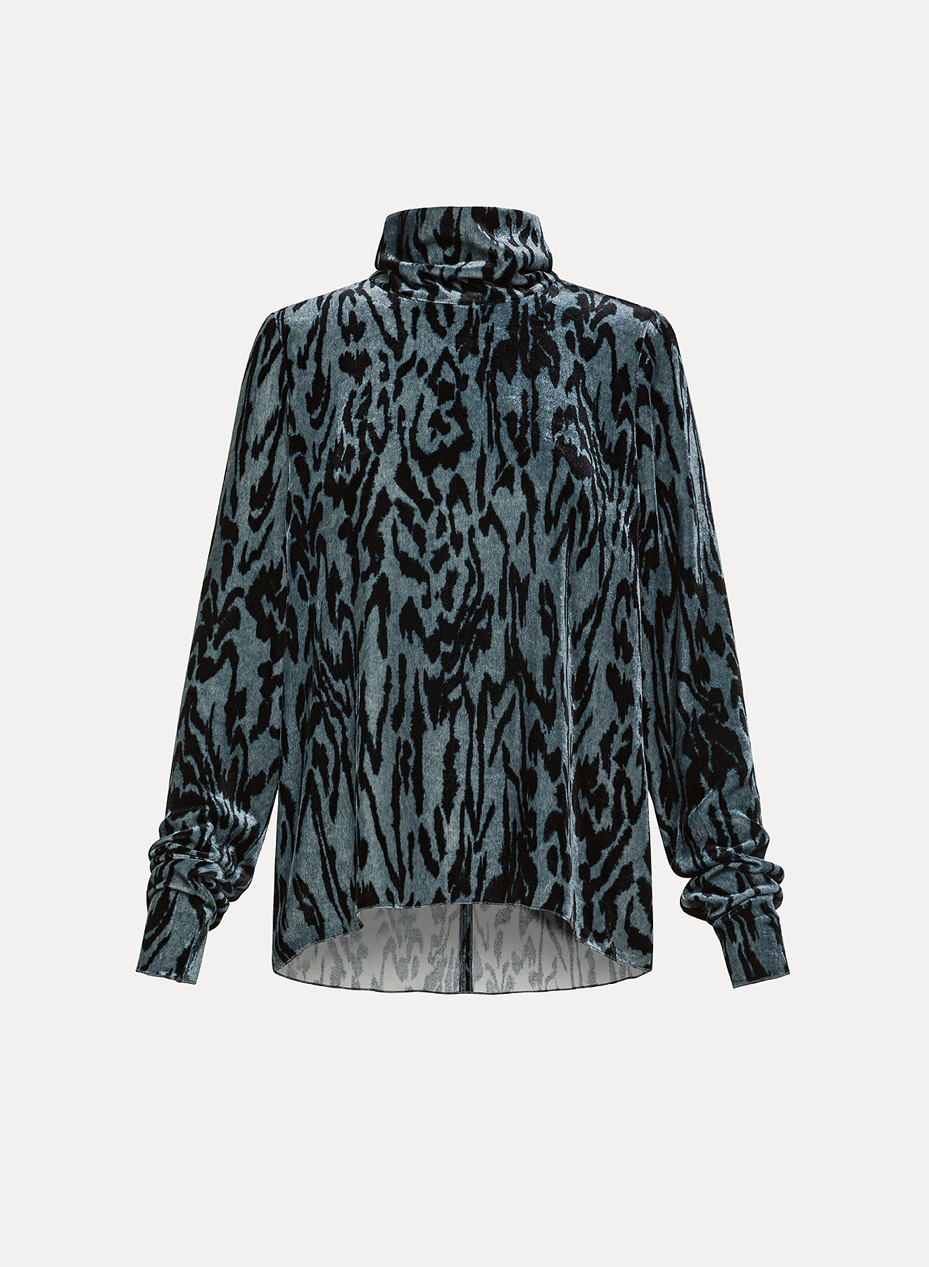 VELVET ROLLNECK WITH MOIRE' PRINT