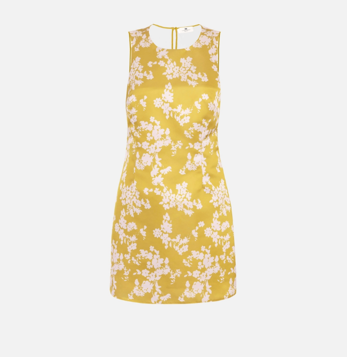 ABITO IN DUCHESSE STAMPATA E TULLE