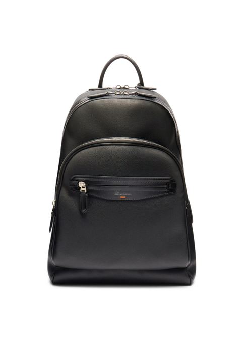 DRUMMED LEATHER BACKPACK SANTONI | UIBBA2647BS-ACUHN01BLACK