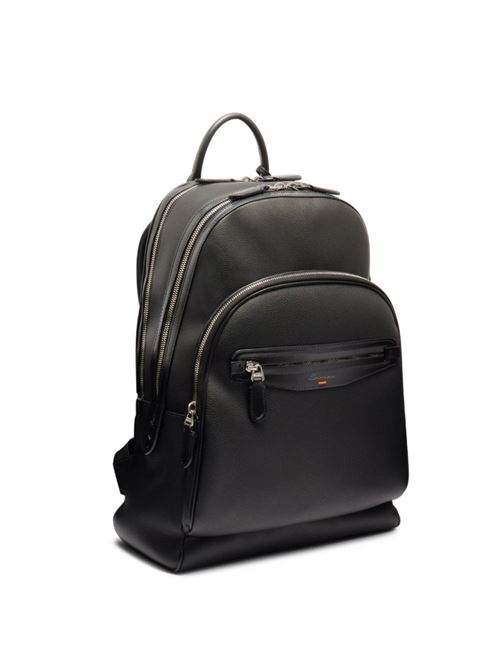 DRUMMED LEATHER BACKPACK SANTONI | UIBBA2647BS-ACUHN01BLACK